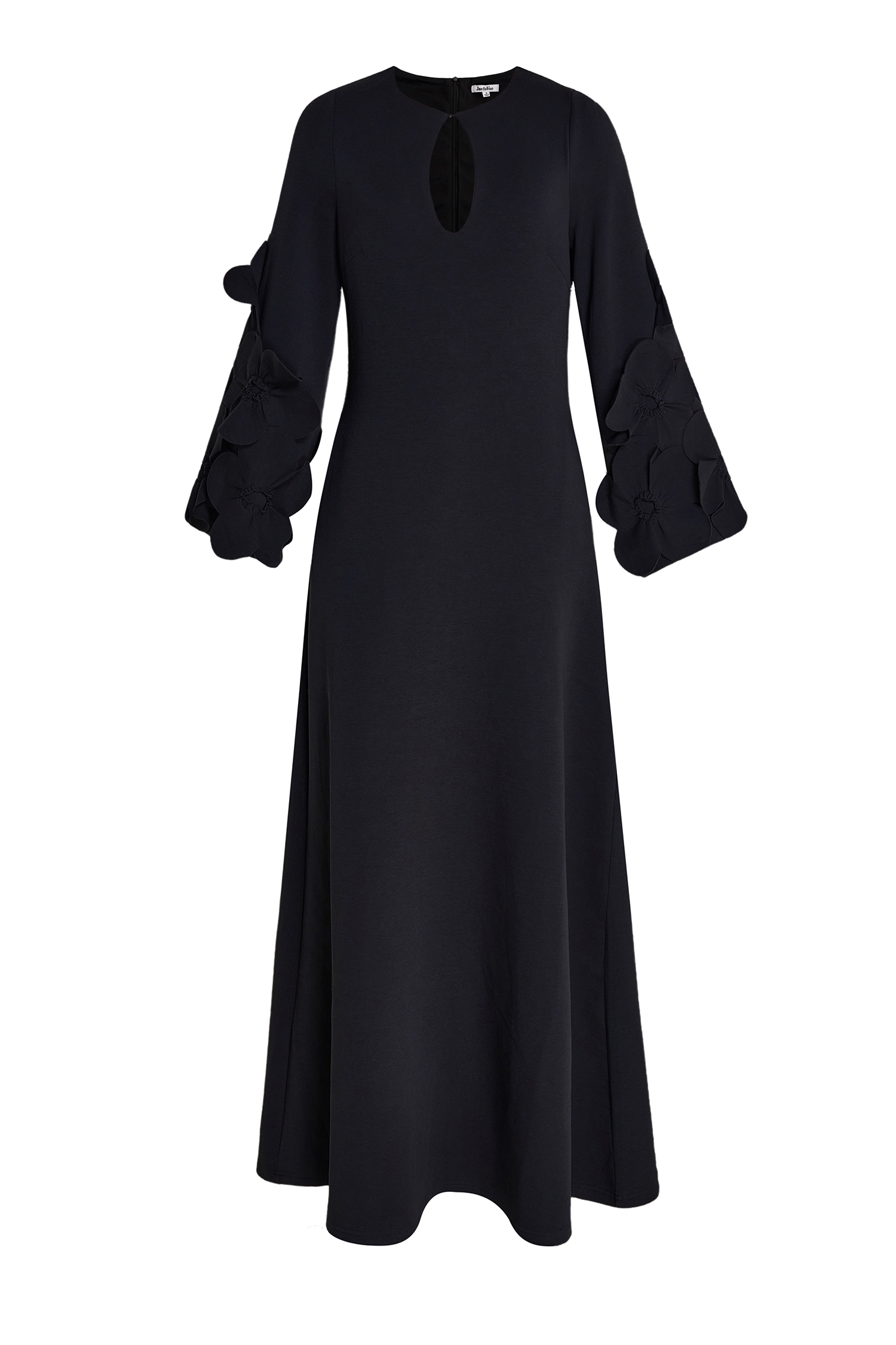 3D Floral Solid Cut-Out Maxi Dress