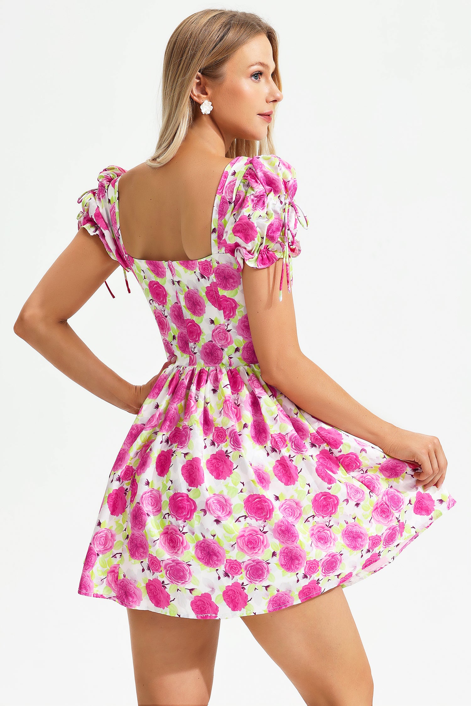 Floral V-Neck Short Sleeve Dress