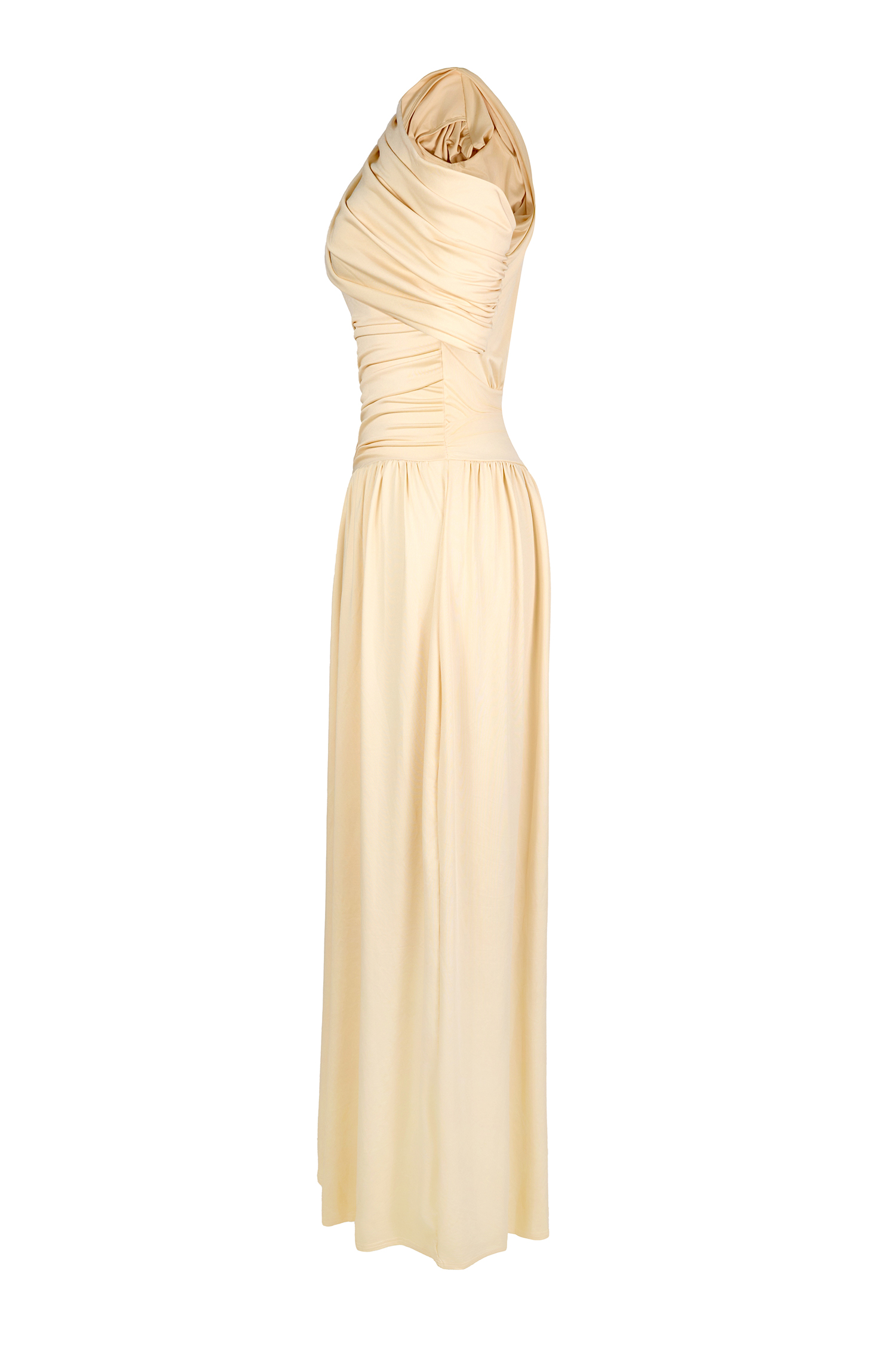 Gathering Solid One-Shoulder Maxi Dress