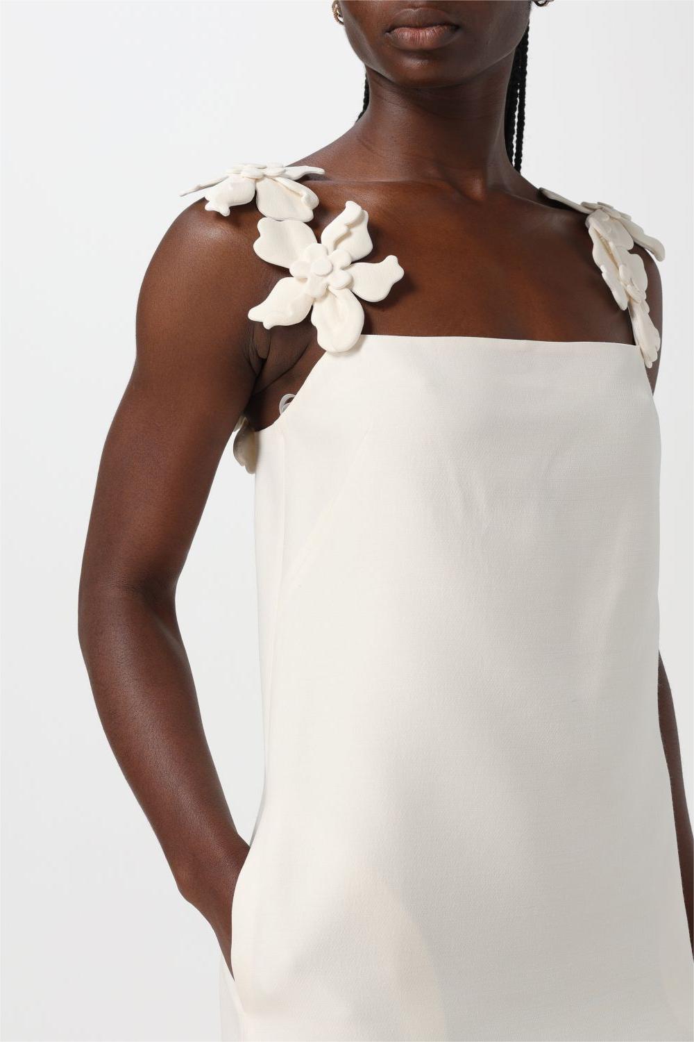 Solid 3D Flower Sleeveless Mini Dress