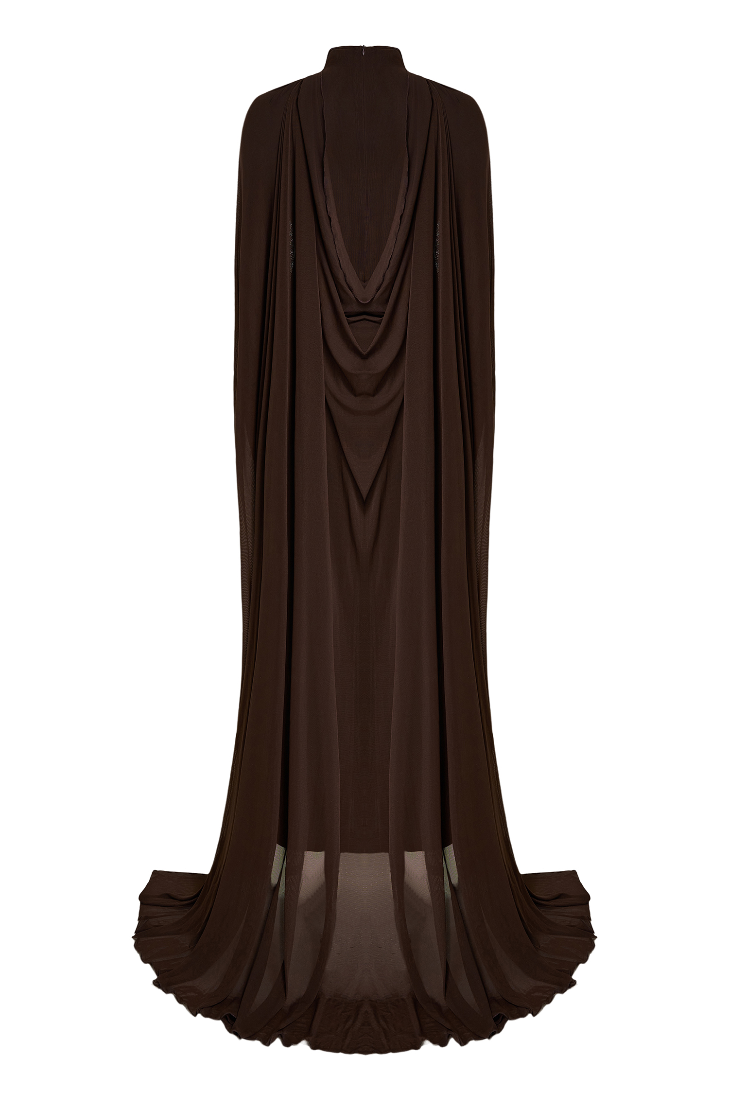 Jersey Solid Maxi Dress With Cape