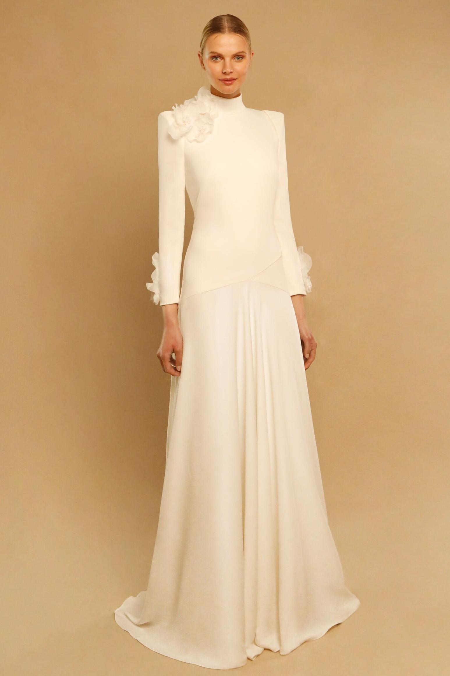 3D Flower Single Breasted Long Sleeve Maxi Dress