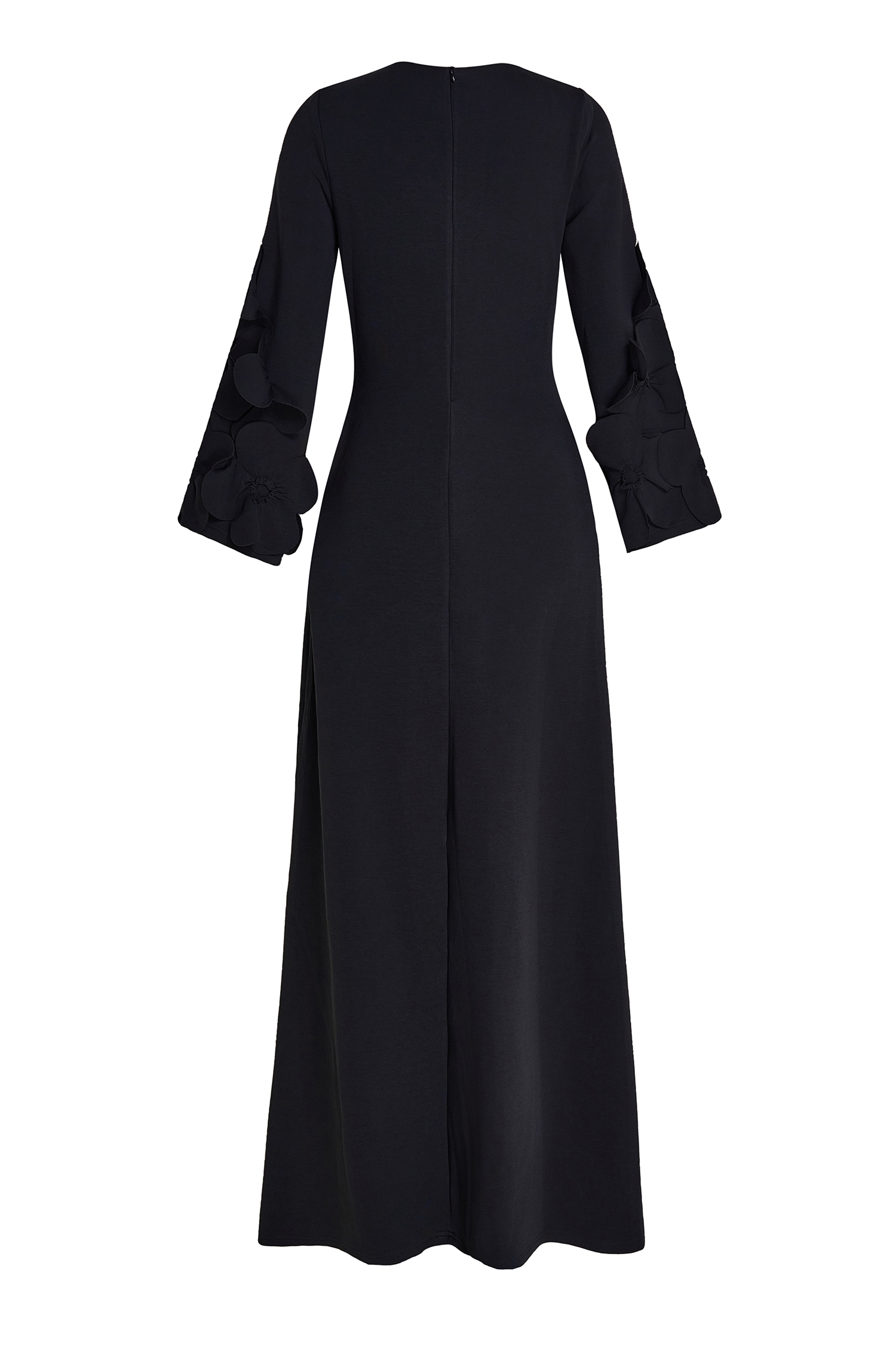 3D Floral Solid Cut-Out Maxi Dress