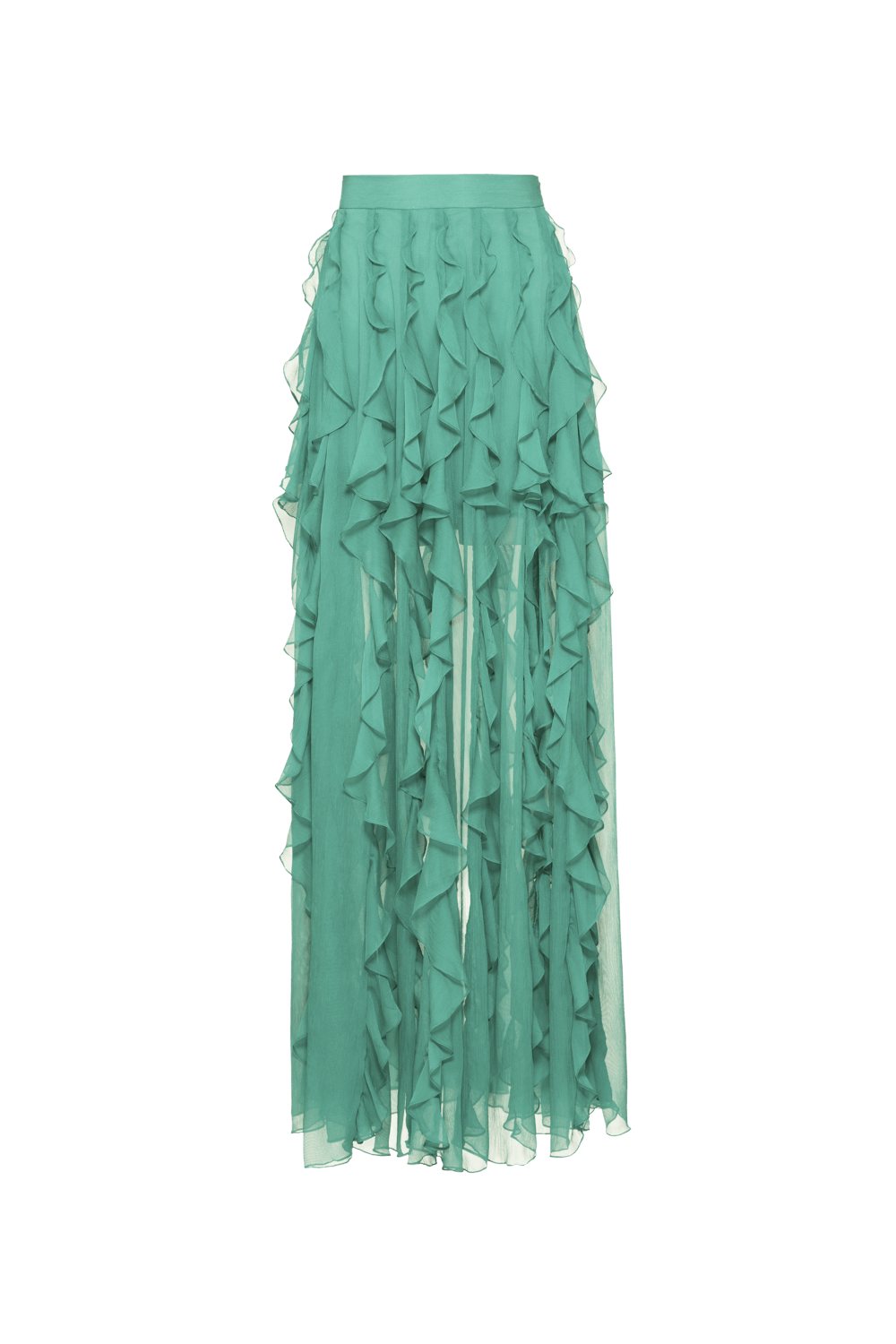 Chiffon Frill Top & High Waist Maxi Skirt Set