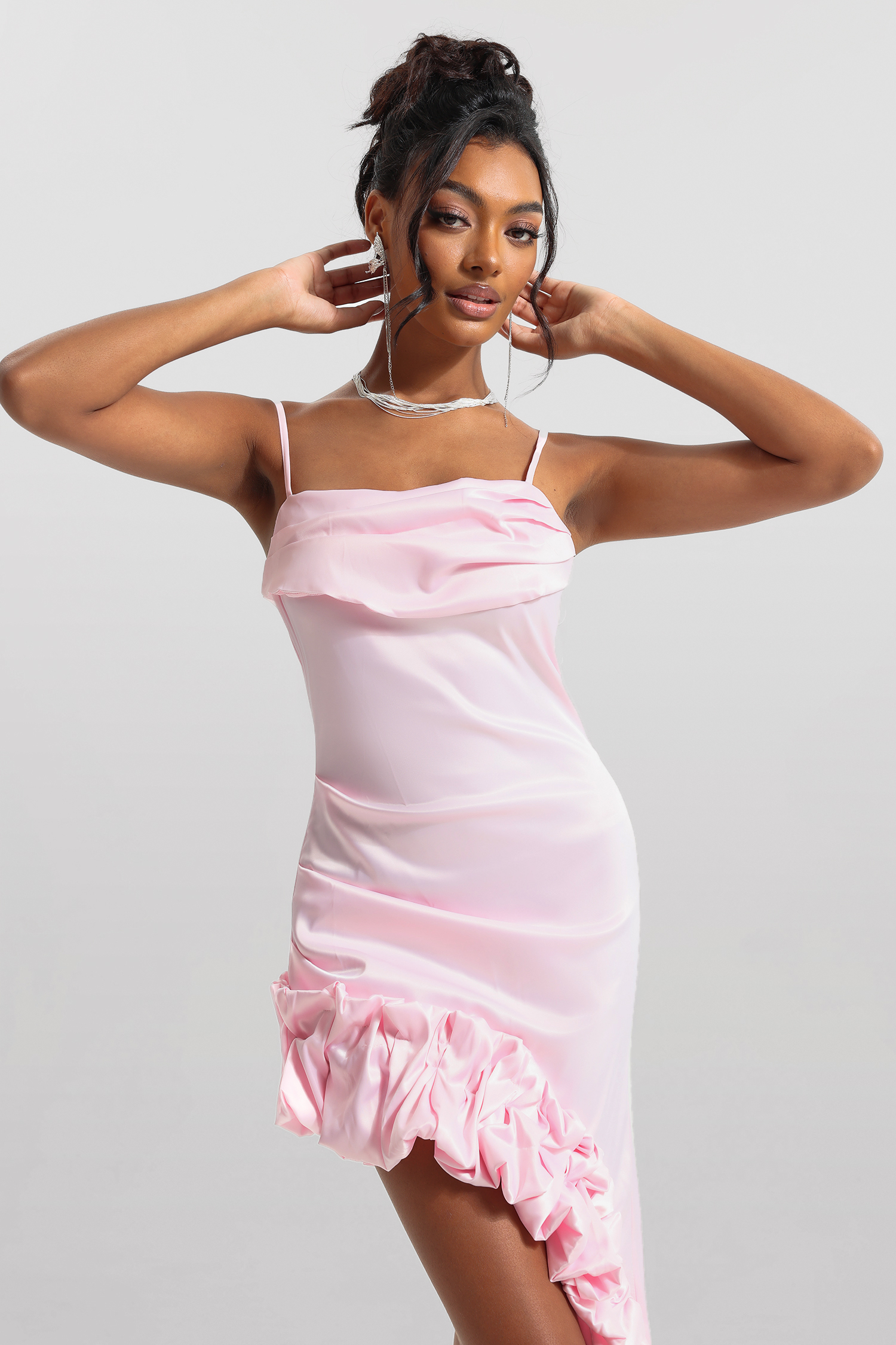 Solid Sleeveless Agaric Lace Midi Dress