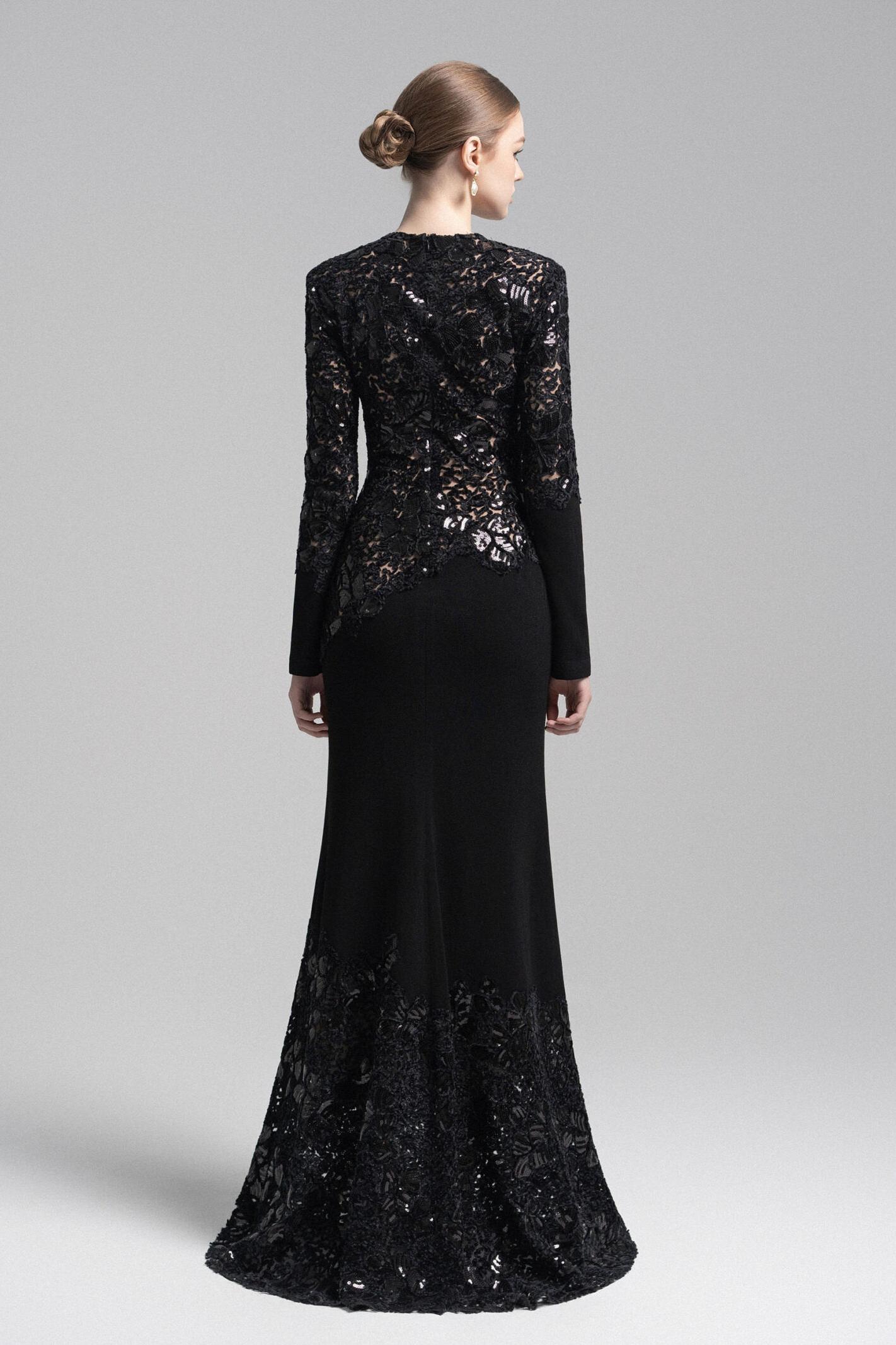 Sequin Splicing Embroidery Long Sleeve Maxi Dress