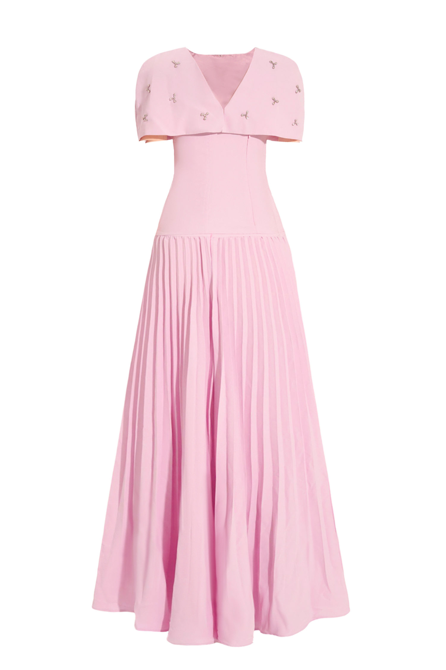 Off-Shoulder Solid Top With Cape & High Waist Pleat Midi Skirt Set