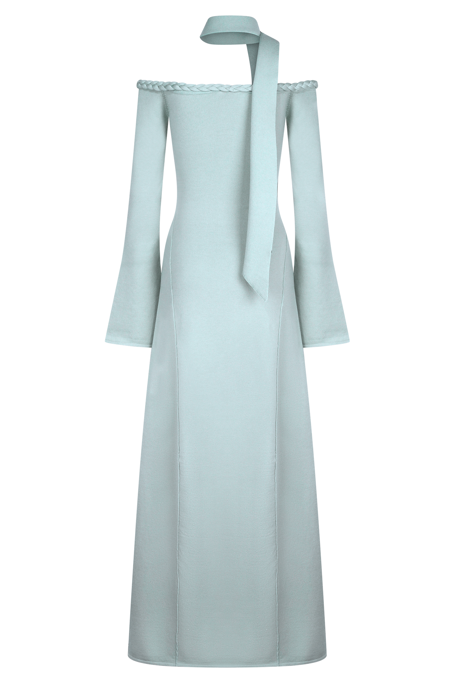 Knotted Off Shoulder Maxi Dress With Scarf